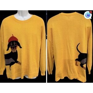 Time & Tru Women Sweater 2XL 20 Dachshund With‎ Rhinestone Glasses Wraparound
